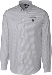 Cutter and Buck Texas Rangers Mens Charcoal City Connect Stretch Oxford Stripe Long Sleeve Dress..