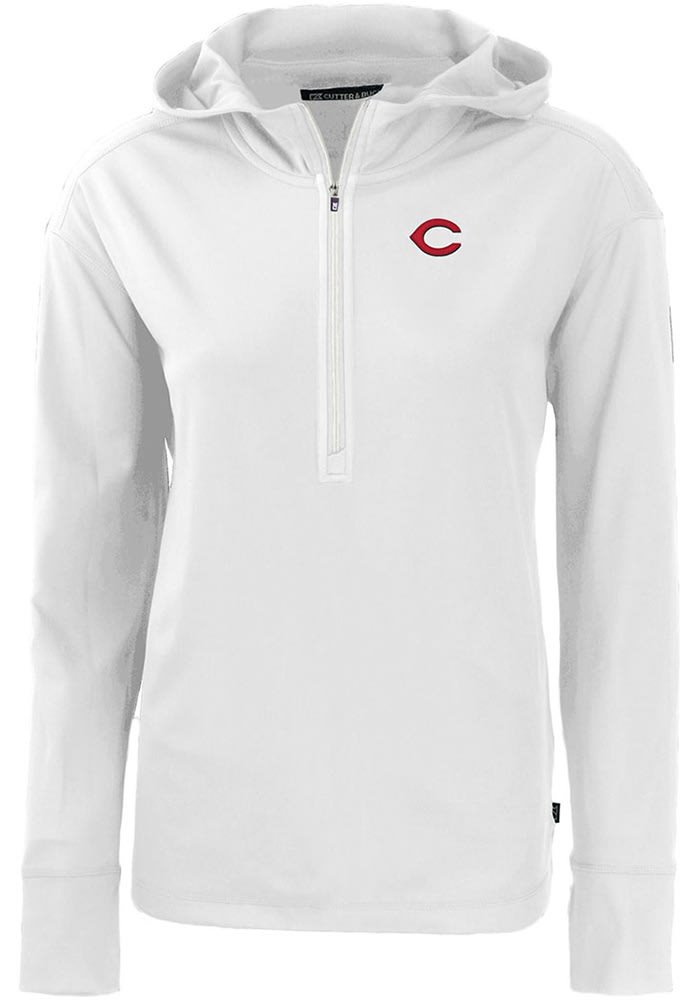 Cutter and Buck Cincinnati Reds Womens Daybreak Hood 1/4 Zip Pullover