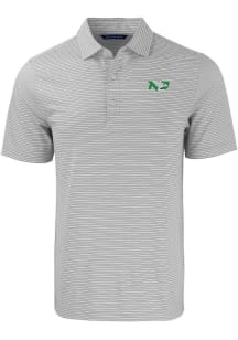 Cutter and Buck North Dakota Fighting Hawks Mens Grey Forge Double Stripe Short Sleeve Polo