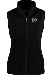 Cutter and Buck Mississippi State Bulldogs Womens Black Cascade Sherpa Vest