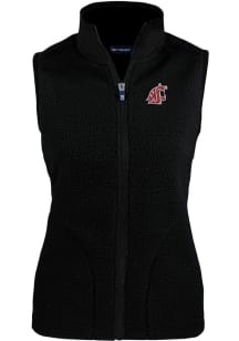 Cutter and Buck Washington State Cougars Womens Black Cascade Sherpa Vest