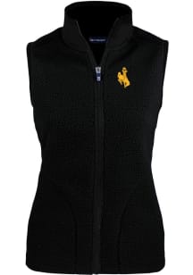 Cutter and Buck Wyoming Cowboys Womens Black Cascade Sherpa Vest
