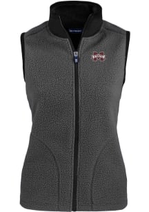 Cutter and Buck Mississippi State Bulldogs Womens Grey Cascade Sherpa Vest