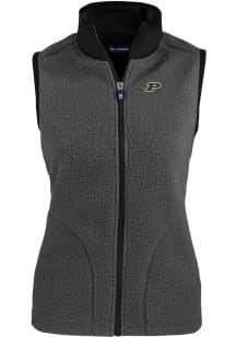 Cutter and Buck Purdue Boilermakers Womens Grey Cascade Sherpa Vest