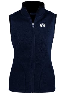 Cutter and Buck BYU Cougars Womens Navy Blue Cascade Sherpa Vest