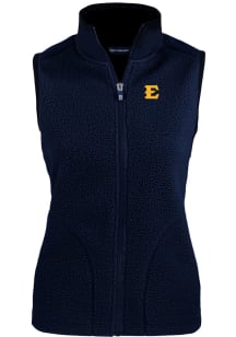 Cutter and Buck East Tennesse State Buccaneers Womens Navy Blue Cascade Sherpa Vest
