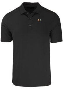 Cutter and Buck Miami Hurricanes Big and Tall Black Forge Big and Tall Golf Shirt