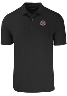 Cutter and Buck Ohio State Buckeyes Black Forge Eco Stretch Big and Tall Polo
