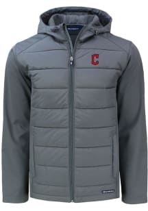 Cutter and Buck Cleveland Guardians Mens Grey C Logo Evoke Hood Big and Tall Lined Jacket