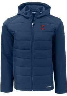 Cutter and Buck Cleveland Guardians Mens Navy Blue C Logo Evoke Hood Big and Tall Lined Jacket