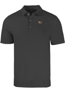 Cutter and Buck Miami Hurricanes Big and Tall Black Forge Big and Tall Golf Shirt