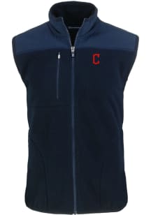 Cutter and Buck Cleveland Guardians Big and Tall Navy Blue C Logo Cascade Sherpa Mens Vest