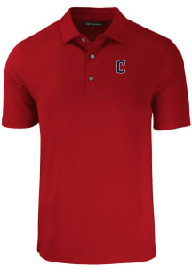 Cutter and Buck Cleveland Guardians Mens Cardinal Forge Recycled C Logo Short Sleeve Polo