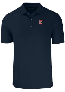 Cutter and Buck Cleveland Guardians Mens Navy Blue Forge Short Sleeve Polo
