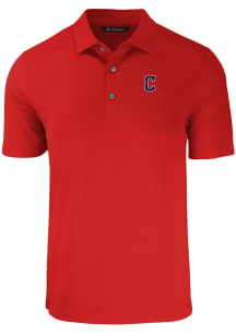 Cutter and Buck Cleveland Guardians Mens Red Forge Recycled C Logo Short Sleeve Polo