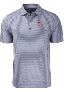 Cutter and Buck Cleveland Guardians Mens Navy Blue Forge Stripe C Logo Short Sleeve Polo