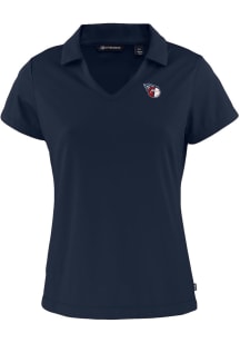 Cutter and Buck Cleveland Guardians Womens Navy Blue Daybreak V Neck Short Sleeve Polo Shirt