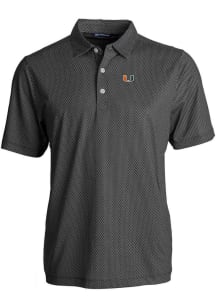 Cutter and Buck Miami Hurricanes Big and Tall Black Pike Symmetry Big and Tall Golf Shirt