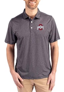 Cutter and Buck Ohio State Buckeyes Black Solid Pike Symmetry Big and Tall Polo