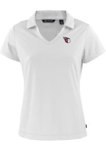 Cutter and Buck Cleveland Guardians Womens White Daybreak V Neck Short Sleeve Polo Shirt