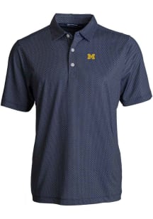 Cutter and Buck Michigan Wolverines Big and Tall Navy Blue Pike Symmetry Big and Tall Golf Shirt
