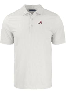 Cutter and Buck Alabama Crimson Tide White Pike Symmetry Big and Tall Polo
