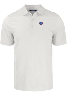 Cutter and Buck Boise State Broncos Mens White Pike Symmetry Big and Tall Polos Shirt