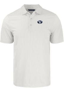 Cutter and Buck BYU Cougars Mens White Pike Symmetry Big and Tall Polos Shirt