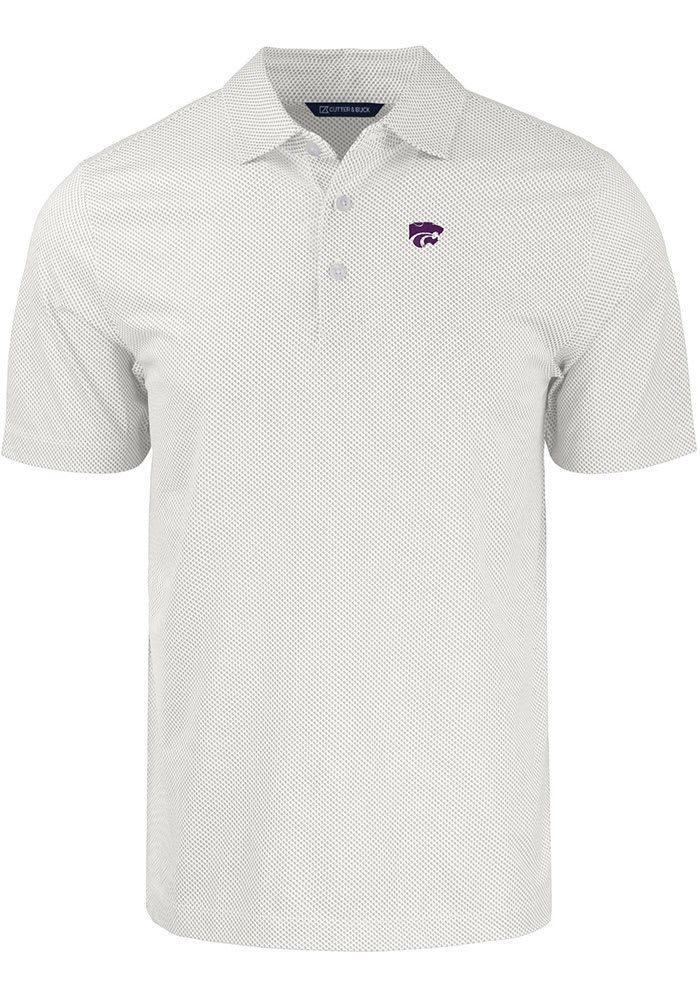 Cutter and Buck K-State Wildcats Mens White Pike Symmetry Big and Tall Polos Shirt