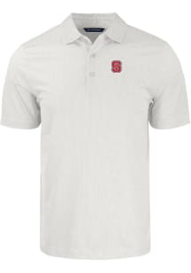 Cutter and Buck NC State Wolfpack Mens White Pike Symmetry Big and Tall Polos Shirt