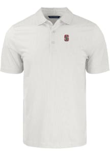 Cutter and Buck Stanford Cardinal Mens White Pike Symmetry Big and Tall Polos Shirt