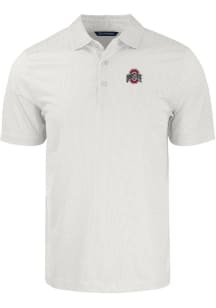 Cutter and Buck Ohio State Buckeyes Mens White Pike Symmetry Big and Tall Polos Shirt
