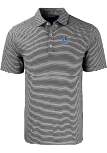 Cutter and Buck Kansas Jayhawks Mens Black Forge Double Stripe Big and Tall Polos Shirt