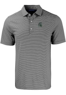 Cutter and Buck Michigan State Spartans Mens Black Forge Double Stripe Big and Tall Polos Shirt