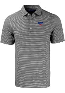 Cutter and Buck SMU Mustangs Mens Black Forge Double Stripe Big and Tall Polos Shirt