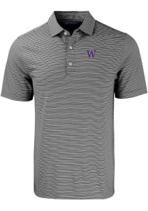 Cutter and Buck Washington Huskies Mens Black Forge Double Stripe Big and Tall Polos Shirt