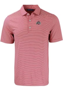 Cutter and Buck Ohio State Buckeyes Mens Red Forge Double Stripe Big and Tall Polos Shirt