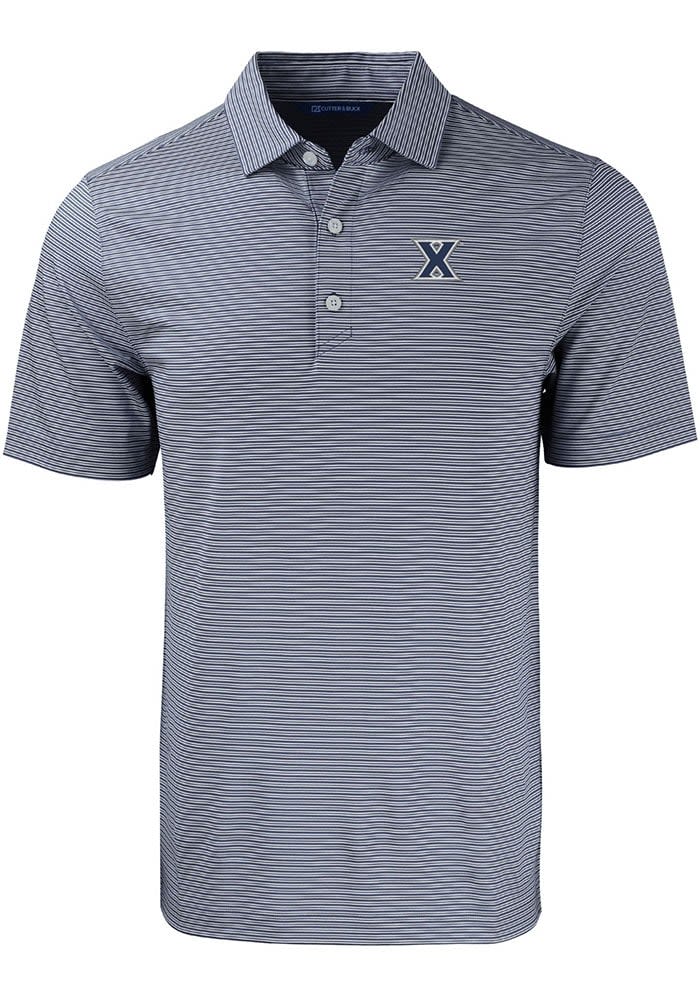 Cutter and Buck Xavier Musketeers Navy Blue Forge Double Stripe Big Tall Polo