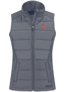 Cutter and Buck Cleveland Guardians Womens Grey C Logo Evoke Vest