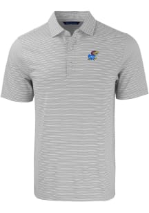 Cutter and Buck Kansas Jayhawks Mens Grey Forge Double Stripe Big and Tall Polos Shirt