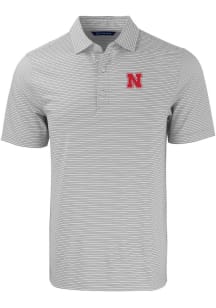 Cutter and Buck Nebraska Cornhuskers Grey Forge Double Stripe Big and Tall Polo