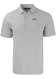 Cutter and Buck NYU Violets Grey Forge Double Stripe Big and Tall Polo