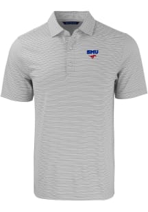 Cutter and Buck SMU Mustangs Mens Grey Forge Double Stripe Big and Tall Polos Shirt