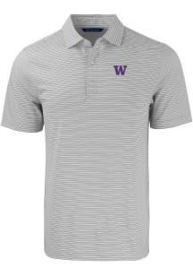 Cutter and Buck Washington Huskies Mens Grey Forge Double Stripe Big and Tall Polos Shirt