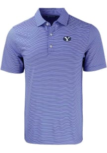Cutter and Buck BYU Cougars Mens Blue Forge Double Stripe Big and Tall Polos Shirt