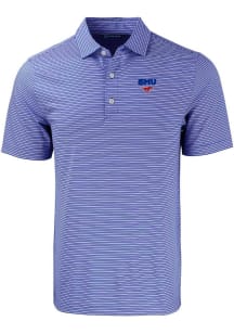 Cutter and Buck SMU Mustangs Mens Blue Forge Double Stripe Big and Tall Polos Shirt