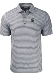 Cutter and Buck Michigan State Spartans Mens Black Forge Heather Stripe Big and Tall Polos Shirt