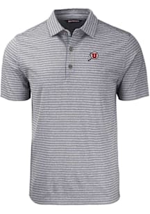 Cutter and Buck Utah Utes Black Forge Heather Stripe Big and Tall Polo