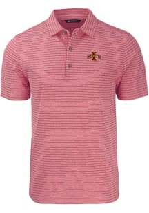 Cutter and Buck Iowa State Cyclones Mens Red Forge Heather Stripe Big and Tall Polos Shirt