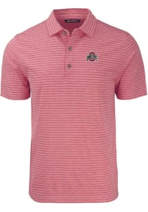 Cutter and Buck Ohio State Buckeyes Mens Red Forge Heather Stripe Big and Tall Polos Shirt